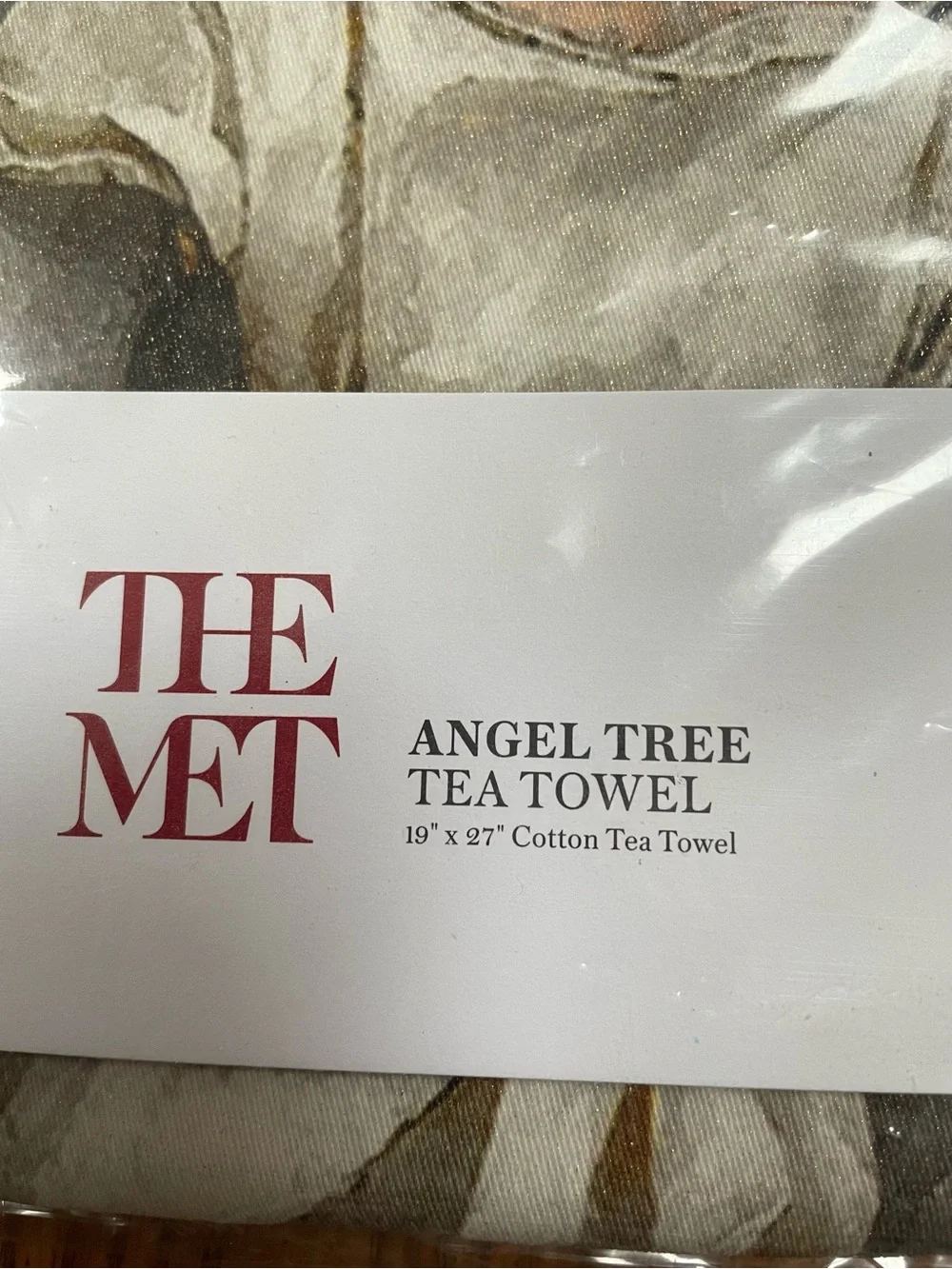 Angel Tree Cotton Tea Towel - Red, White, Cream